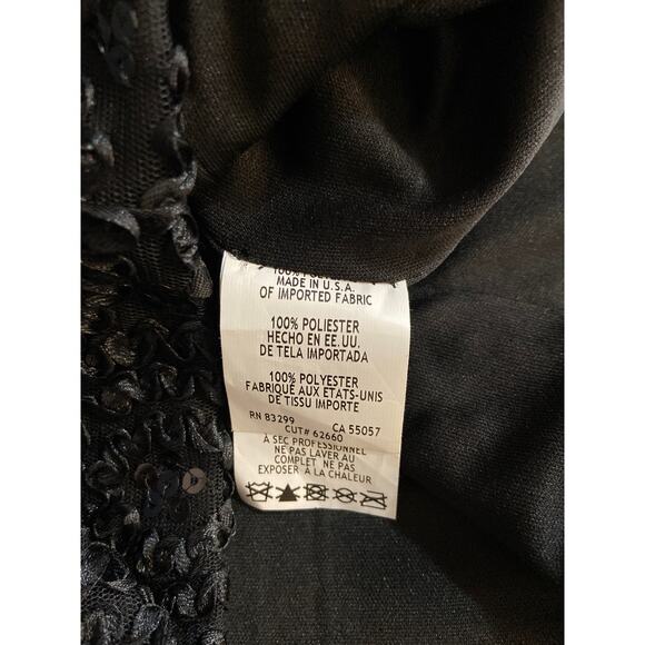 Vintage Helene Blake Sequin Wrap Evening Blouse Women 6 Lace Sleeve V Neck Black - Picture 12 of 15